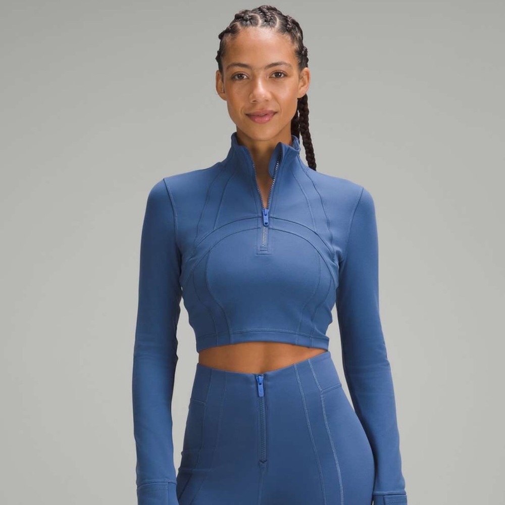 lululemon athletica Blue Long-Sleeve Cropped Half-Zip Top